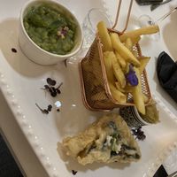 Tofu fish and chips lovely  at Pink Lettuce in Chester