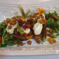 sweet potato boats with chickpeas etc. at Pink Lettuce in Chester