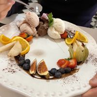 Ice cream and fruit   at Pink Lettuce in Chester