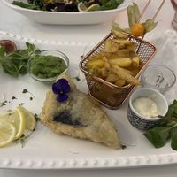 Tofish and chips   at Pink Lettuce in Chester