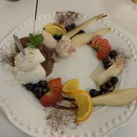 Ice cream & fruit plate  at Pink Lettuce in Chester