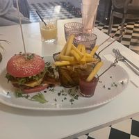 Pink burger!🌸  at Pink Lettuce in Chester