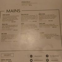 Menu at Chay Vegan in Stavanger