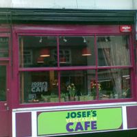 Cafe seen from the street at Josef's Vegetarian Cafe in Bury St Edmunds