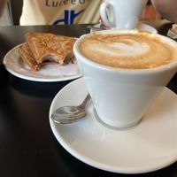 Hazelnut pastry and soya cappuccino    at Kento in Sirmione