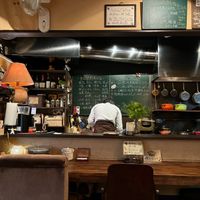 Pretty kitchen and friendly owner at Cafe Banmari in Mishima