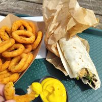 Gyros wrap with onion rings at WeGoOn in Groningen
