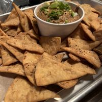 Chips with featured bean hummus  at Equilibrium Brewery in Middletown