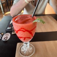 Strawberry and banana smoothie.  at D3 Restaurante in Gran Canaria