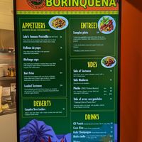 Menu at Casa Borinqueña in San Francisco