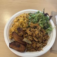 Combo plate with vegan chicken  at Casa Borinqueña in San Francisco