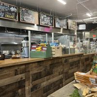 Interior, order counter and kitchen  at Barely Vegans in New Rochelle