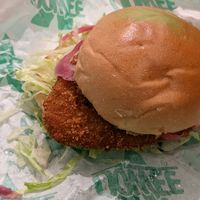 Crispy chikken burger at Oowee Vegan in Brighton