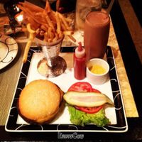 vegan burger with vegan shake at Wynn Encore Hotel - Society Cafe in Las Vegas