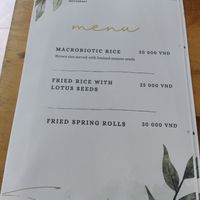 Menu at Quan Chay Buffet Lac Tam Vegan in Hue