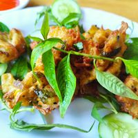 Fried mushrooms at Quan Chay Buffet Lac Tam Vegan in Hue