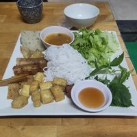 variety of tofu and deep-fried stuff at Quan Chay Buffet Lac Tam Vegan in Hue
