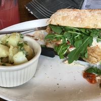 Septal steak sandwich w/ potato salad at Native Foods in Boulder