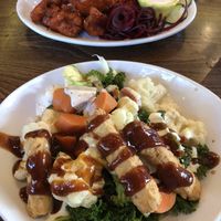 Soul Bowl and cauliflower wings (background) at Native Foods in Boulder