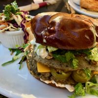 Burger and slaw at Native Foods in Boulder