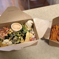 Nachos and sweet potato fries at Native Foods in Boulder