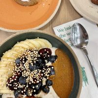 Yogurt bowl and a pastry  at Holy Llama - Sintagma in Athens