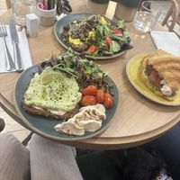 Avocado meal left Front / caprese Croissant left Front  at Holy Llama - Sintagma in Athens