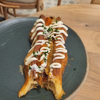 Tofu hot dog in pastry at Holy Llama - Sintagma in Athens