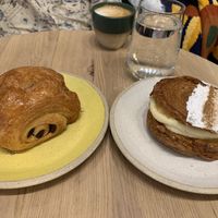 Pain au chocolat and bougatça  at Holy Llama - Sintagma in Athens