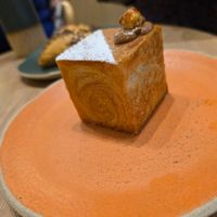 Cuffin. It's filled with a chocolate hazelnut filling. at Holy Llama - Sintagma in Athens