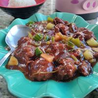 Sweet and sour mushroom chikin at Jardin Verde in Santo Domingo