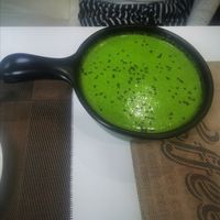 Spinach soup at Vegan House in Ulaanbaatar