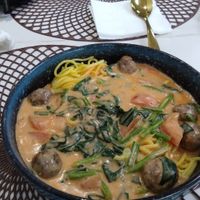 Spaghetti veg balls at Vegan House in Ulaanbaatar