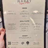 Vegan Menu as of July 2026 at Maray in Manchester