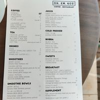 Menu at Oh. Em. Gee! in Tunis