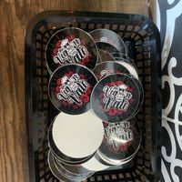 Free stickers promoting new restaurant   at The Vegan Vato in Victorville