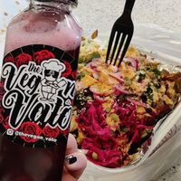 Jamaica juice & nacho fries at The Vegan Vato in Victorville