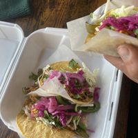 Jackfruit “pollo” tacos   at The Vegan Vato in Victorville