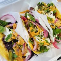 Delicious variety of tacos! at The Vegan Vato in Victorville