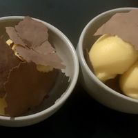 Mandarin sorbet with choco crisps  at Dada in Phillip