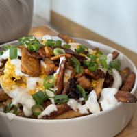 Bacon beer cheese fries  at Basil & Bunny in Bristol