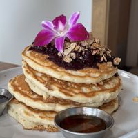 Berry pancakes  at Basil & Bunny in Bristol