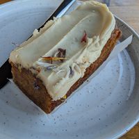Salted caramel cake - very filling and rich but great deep flavours at Fire & Flow Coffee Roasters in Cirencester