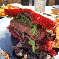 A closer look at the vegan burger  at Palaphita in Cascais