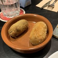 Croqueta de berenjena y croqueta de setas  at La Perra Verde in Barcelona