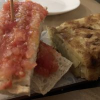 Catalan bread and Spanish omelette   at La Perra Verde in Barcelona