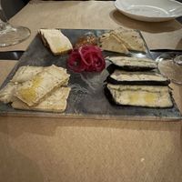 Vegan cheese selection with home made marmalade and pickled onion  at La Perra Verde in Barcelona