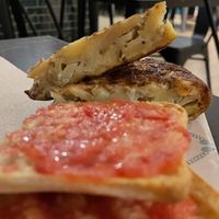 Vegan truffle Spanish tortilla  at La Perra Verde in Barcelona