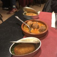 Croquetas, albondigas   at La Perra Verde in Barcelona