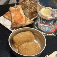 Croquetas and spanish omelette!  at La Perra Verde in Barcelona